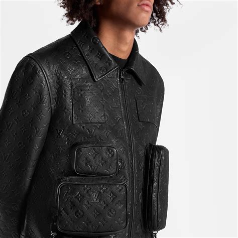 louis vuitton leather jacket monogram|monogram embossed utility jacket.